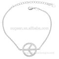 women fashion bracelet micro pave cz silver peace charm bracelet